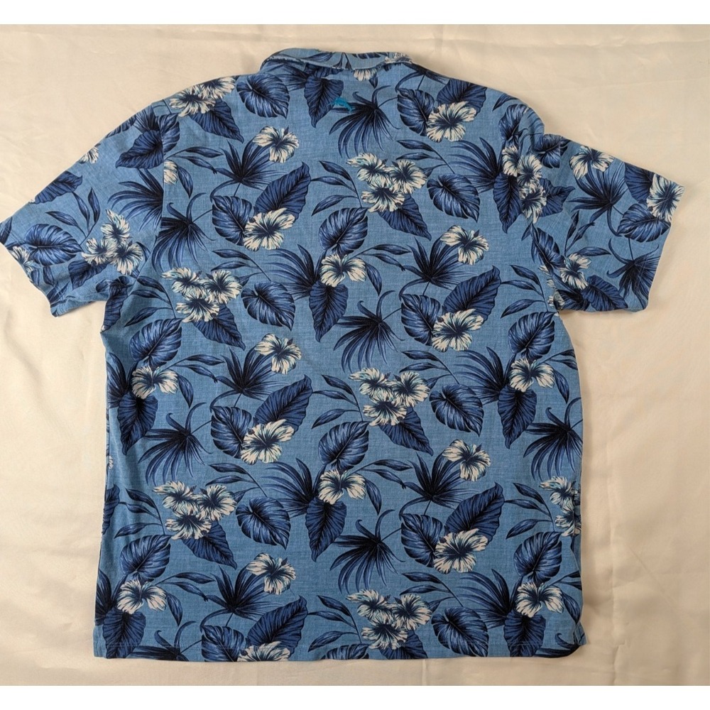 Tommy Bahama Mens XL Blue Floral Tropical Polo Shirt Cotton Stretch - Picture 2 of 11